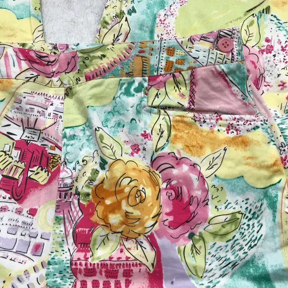 Vintage Susan Graver Womens Multicolor Floral Cafe Capri Pants Medium Cotton - Picture 11 of 12